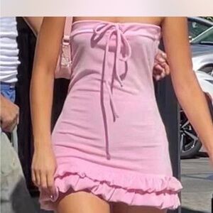 Sold *I AM GIA Narella velour pink mini ruffle dress size medium
